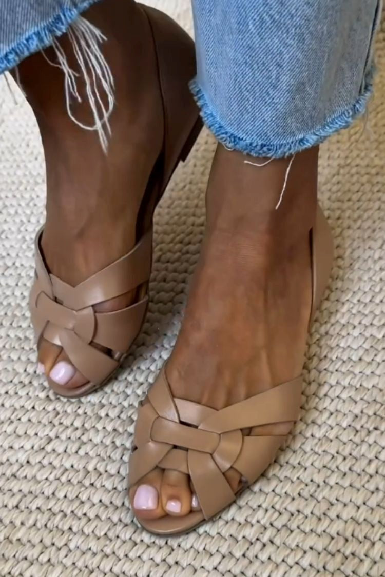 SERAFINA NATURAL TONE WOVEN SANDALS