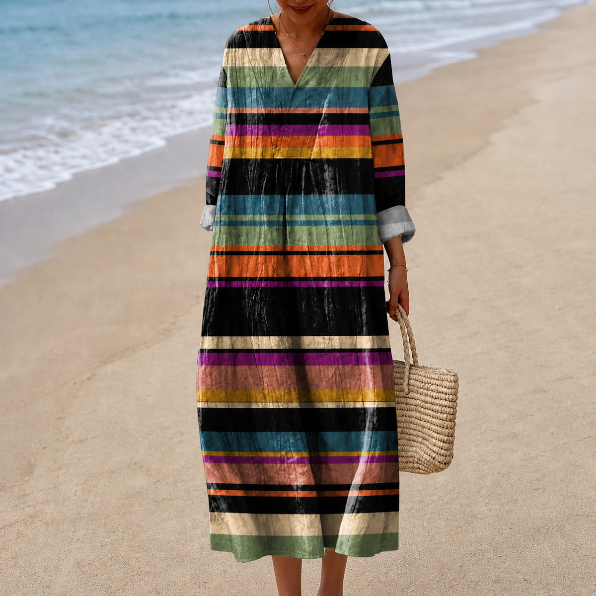COMFY SUMMER DRESS - MULTICOLOR STRIPE