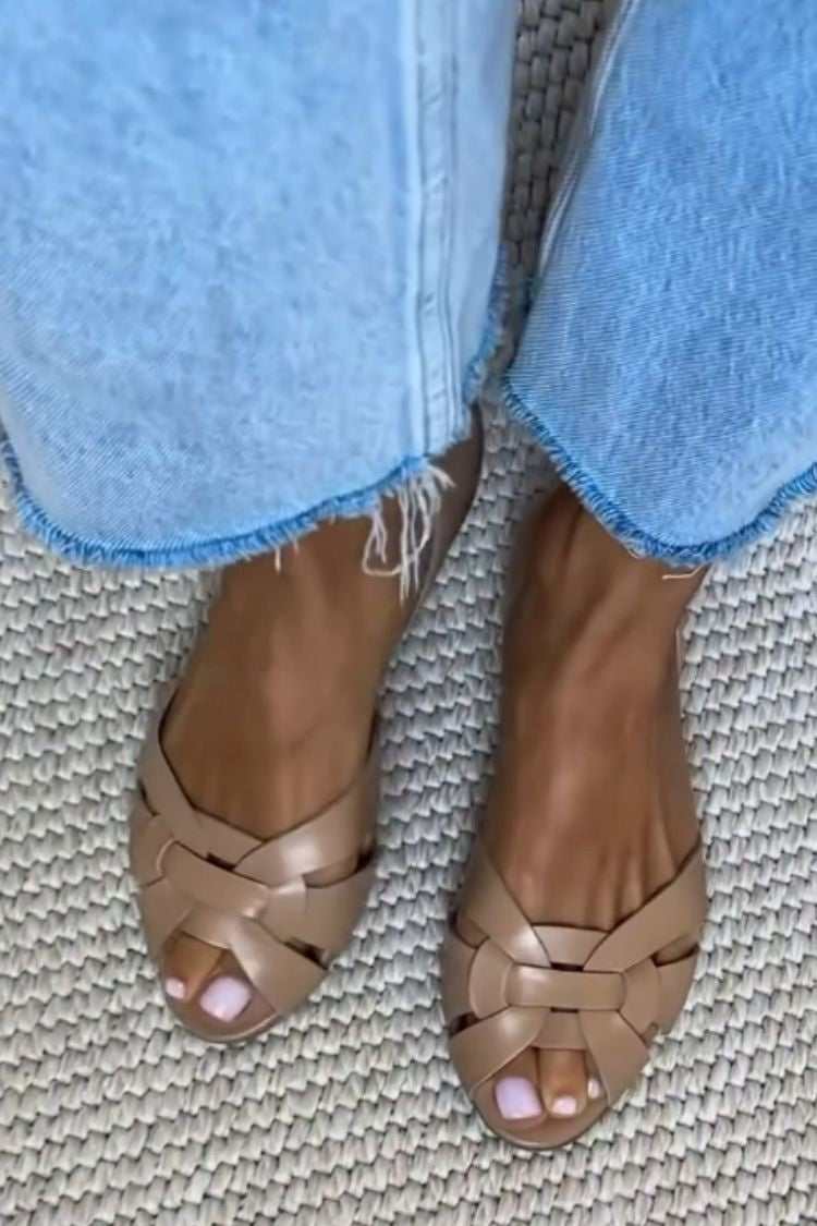SERAFINA NATURAL TONE WOVEN SANDALS