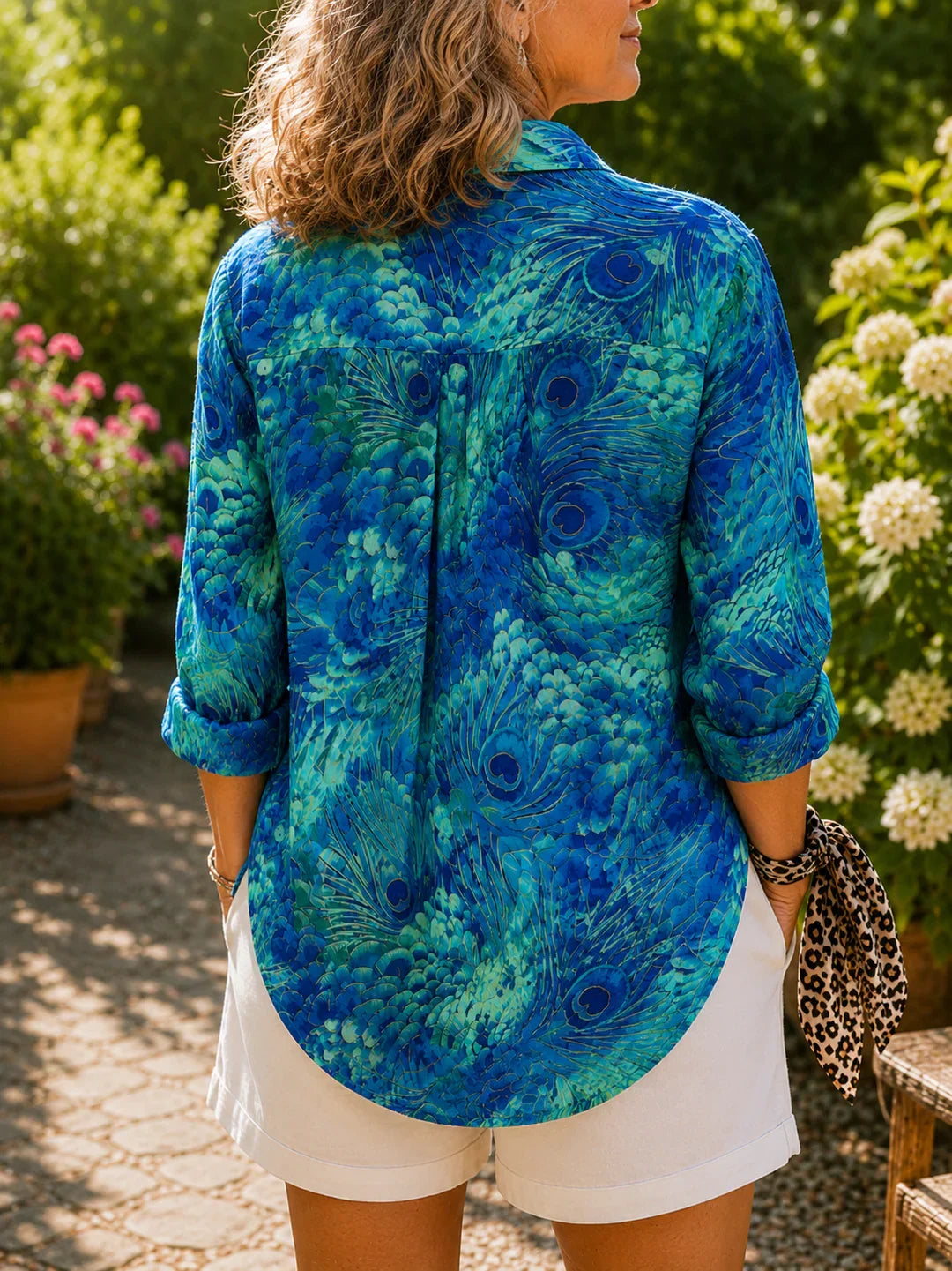 GRAZIA PEACOCK PRINT BLOUSE