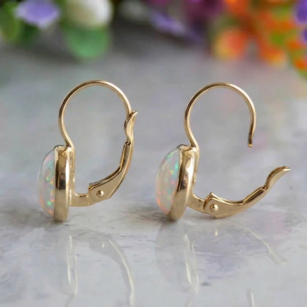 Antique Opal Glow Earrings | Gold