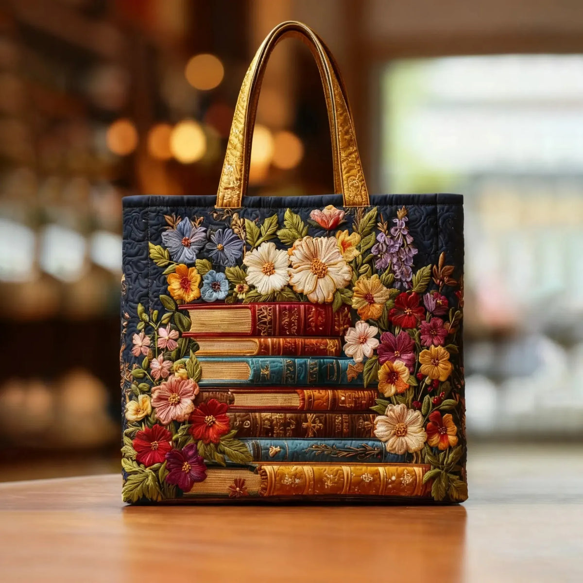 FLORAL & BOOKS TOTE BAG