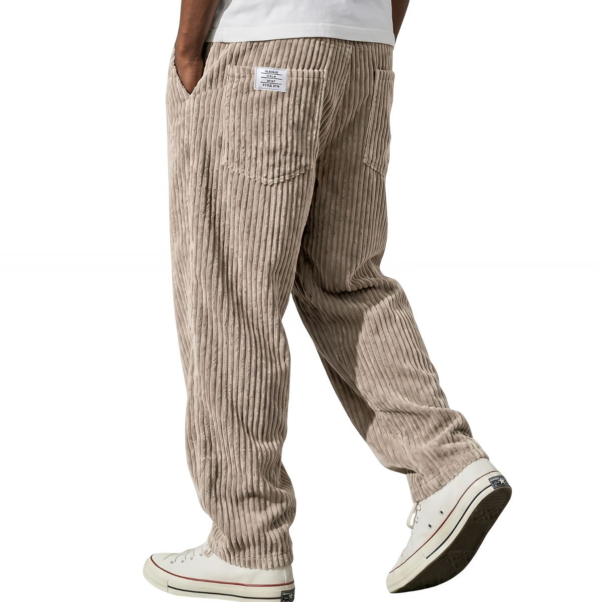 Men's Corduroy Pants with Elastic Waist