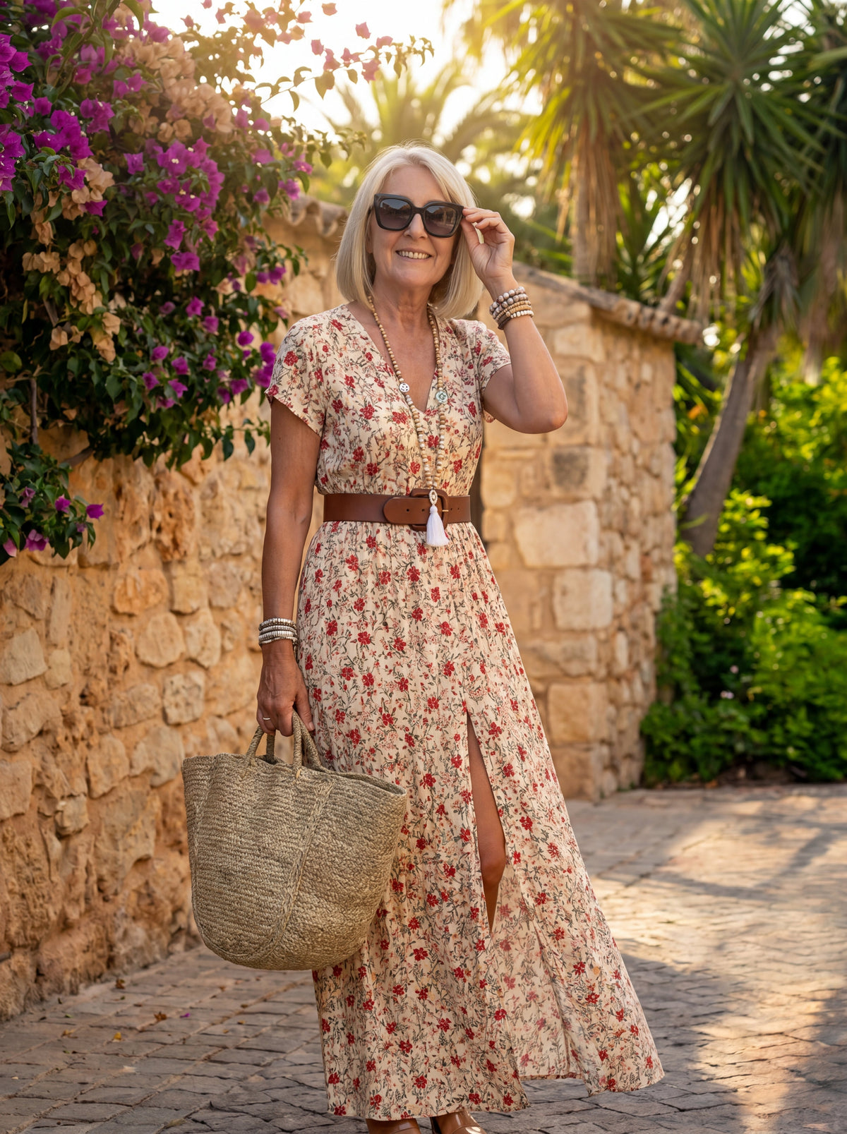 JOSELIN BELTED BOHO MAXI DRESS