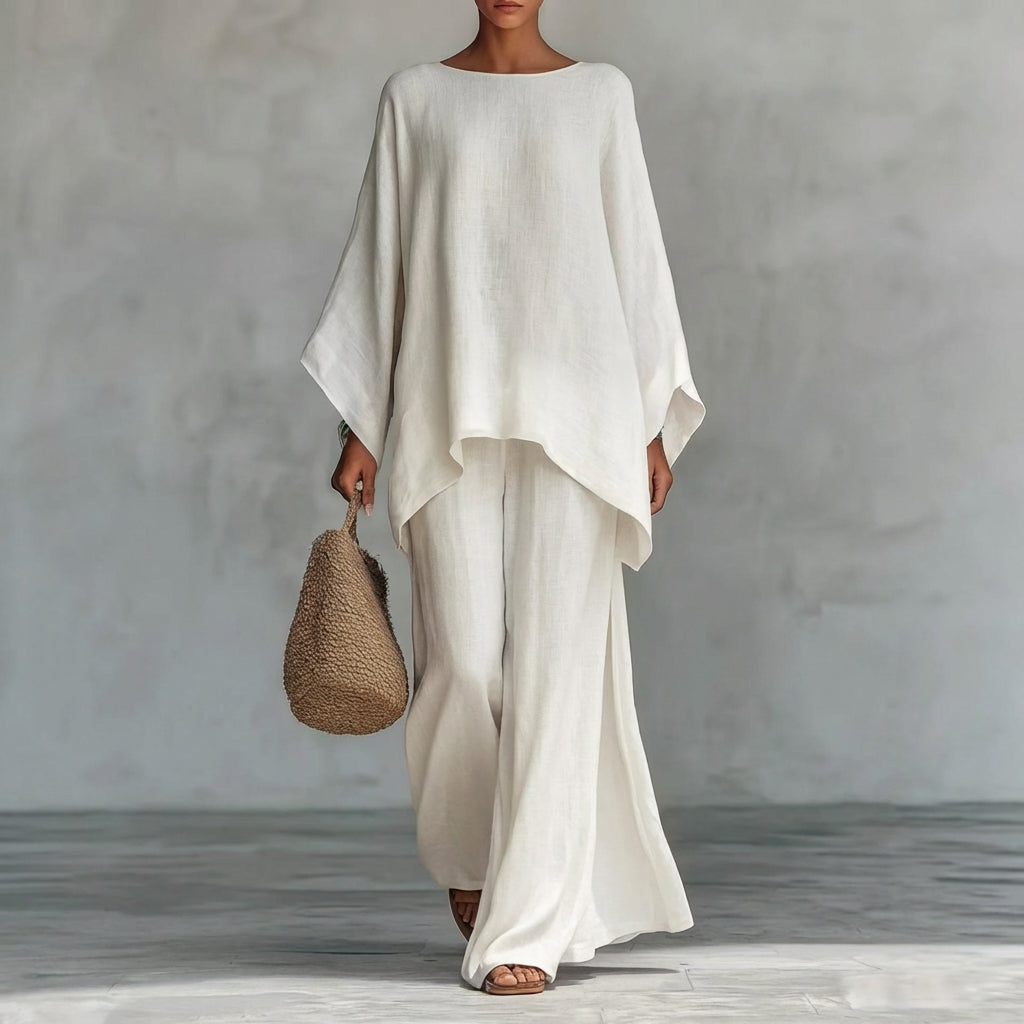 CRISTINA LONG SLEEVE & WIDE-LEG PANTS TWO-PIECE SET