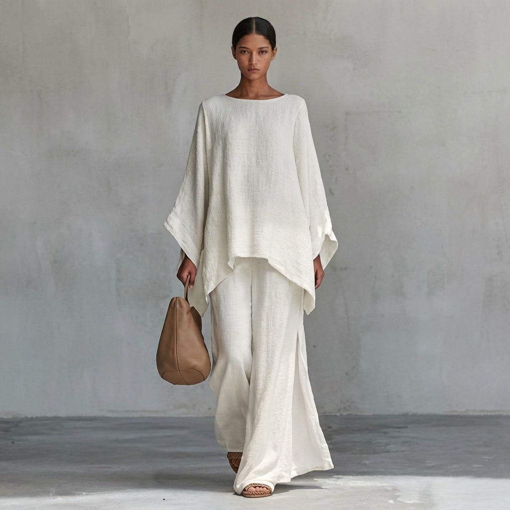 CRISTINA LONG SLEEVE & WIDE-LEG PANTS TWO-PIECE SET