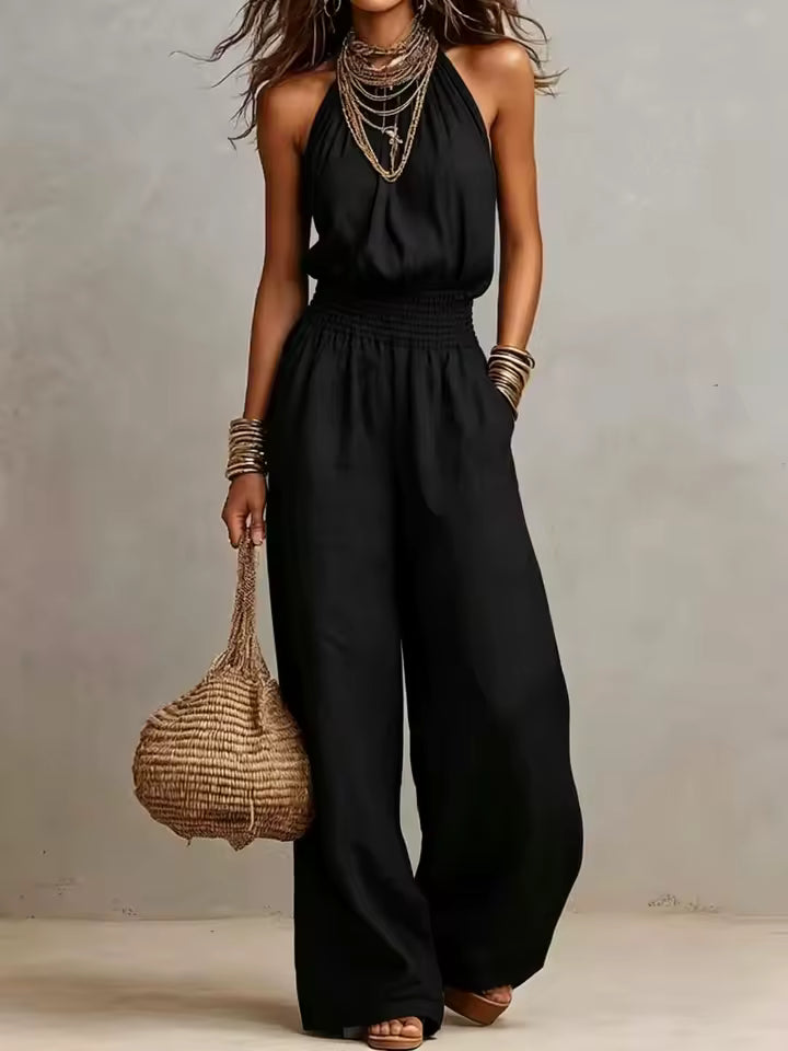 WIDE-LEG LINEN JUMPSUIT