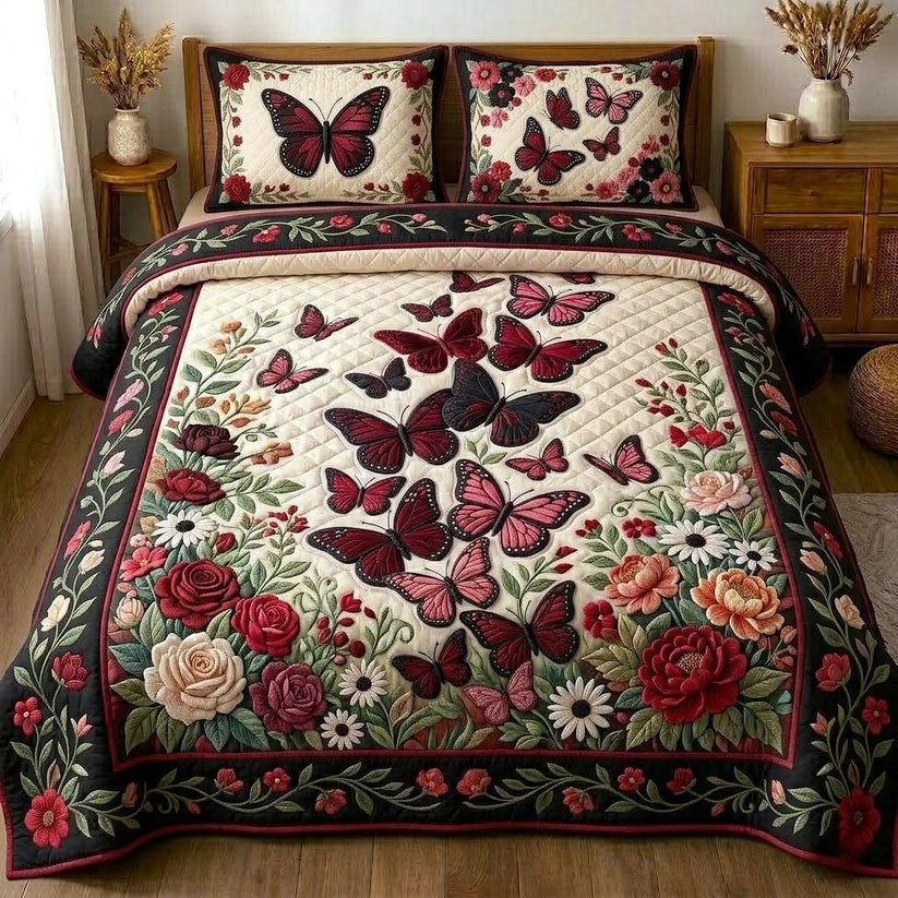 Butterfly Garden Quilted Bedding Set QV42