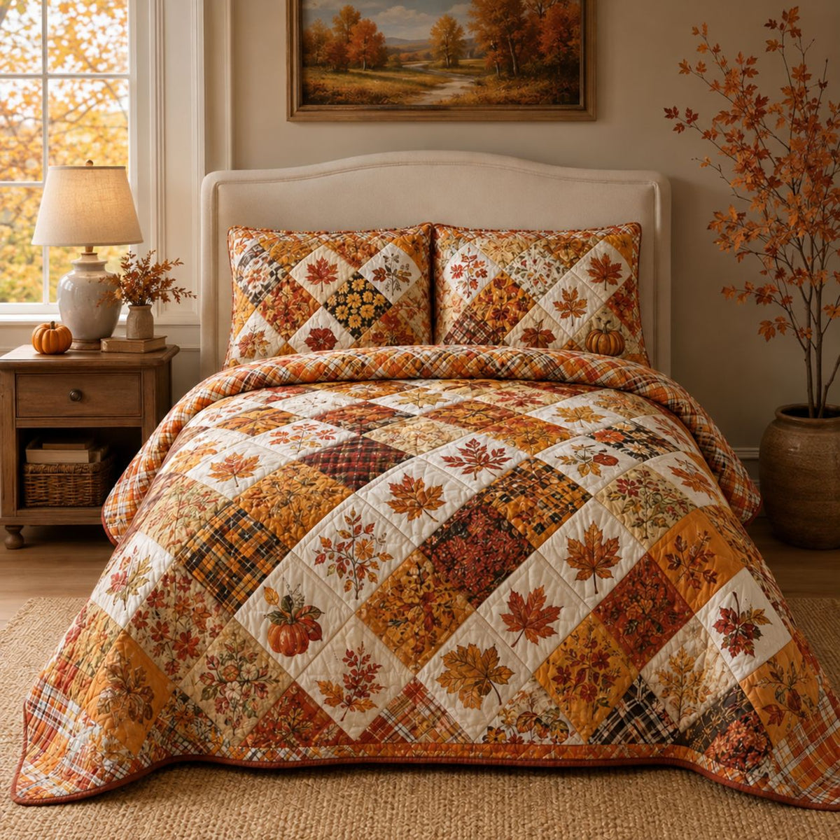 Autumn Thanksgiving Quilted Bedding Set TP29