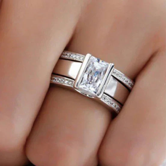 Antique Inlaid Glass Ring | White Gold