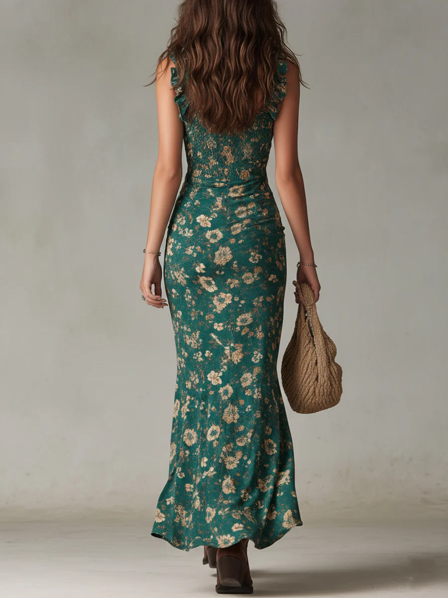GREEN BOHO MAXI DRESS