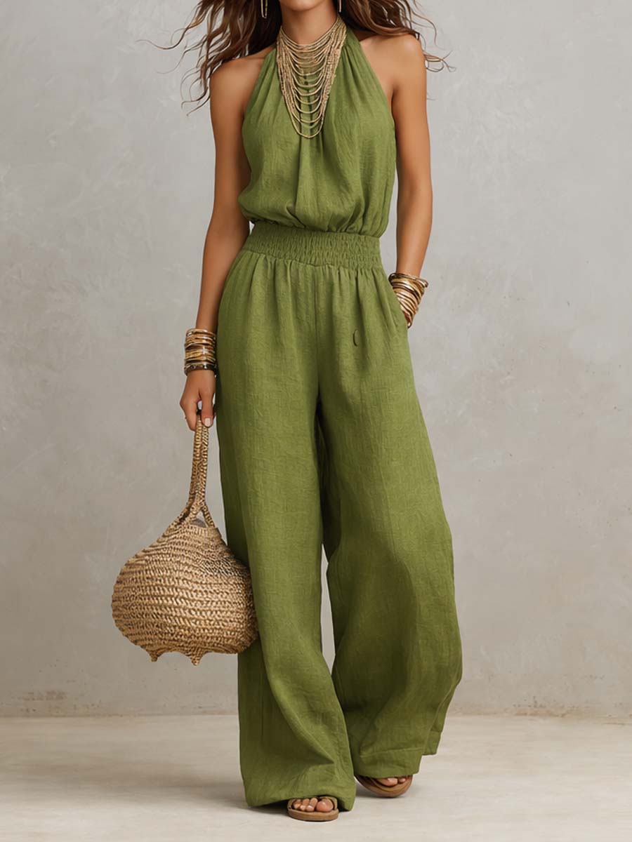 WIDE-LEG LINEN JUMPSUIT