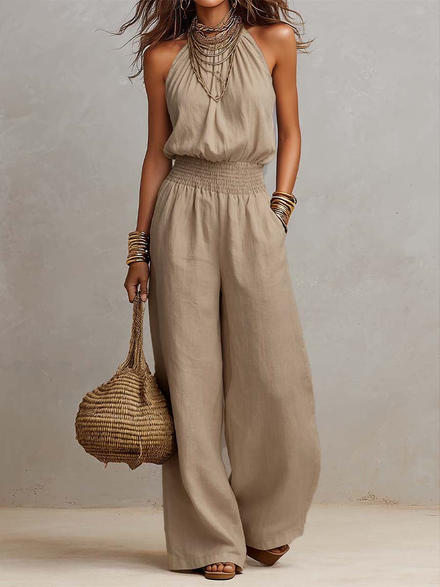 WIDE-LEG LINEN JUMPSUIT