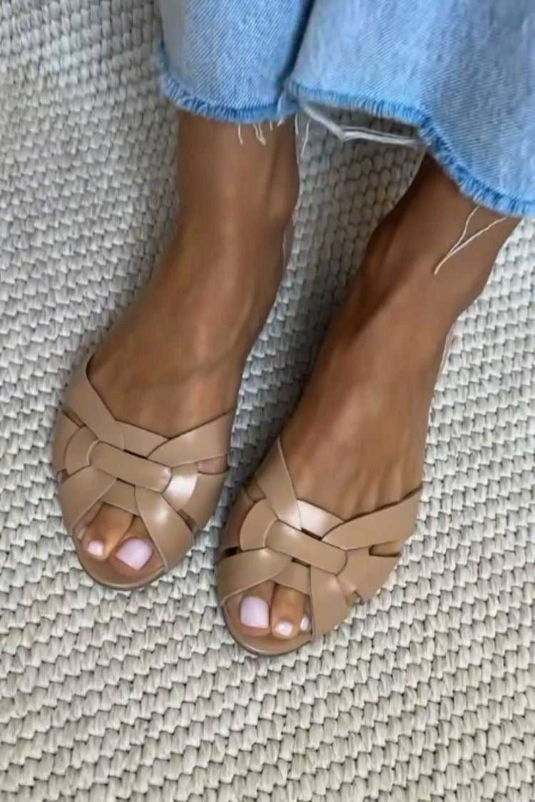 SERAFINA NATURAL TONE WOVEN SANDALS