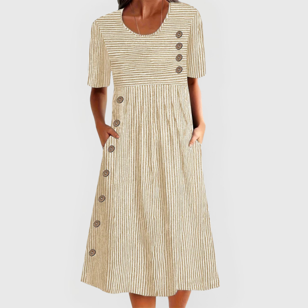 JULIA STRIPED MIDI DRESS