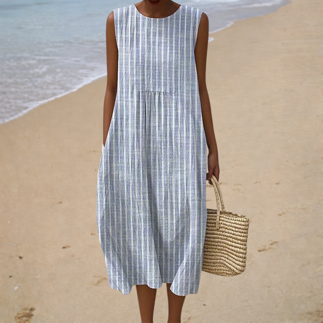 SLEEVELESS SUMMER DRESS - LIGHT BLUE