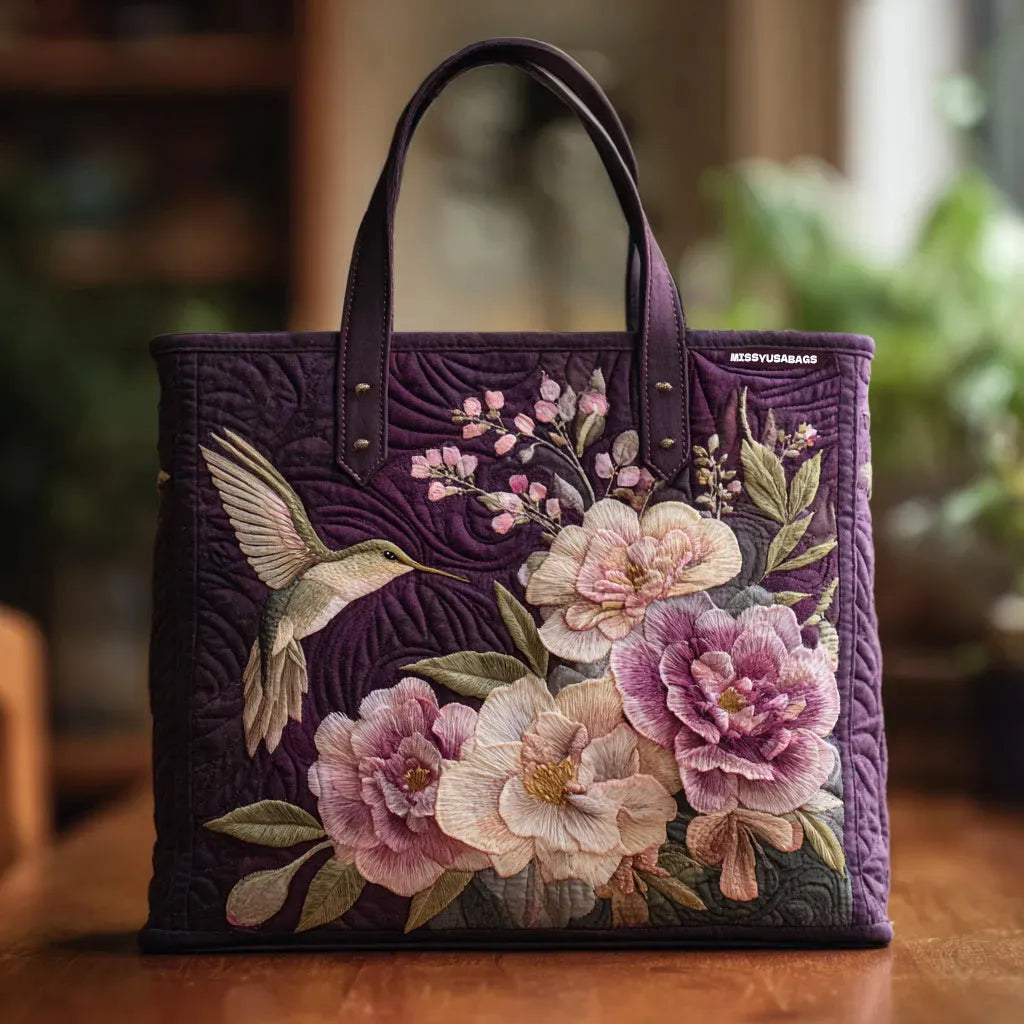 HUMMINGBIRD & ORCHID QUILTED BAG