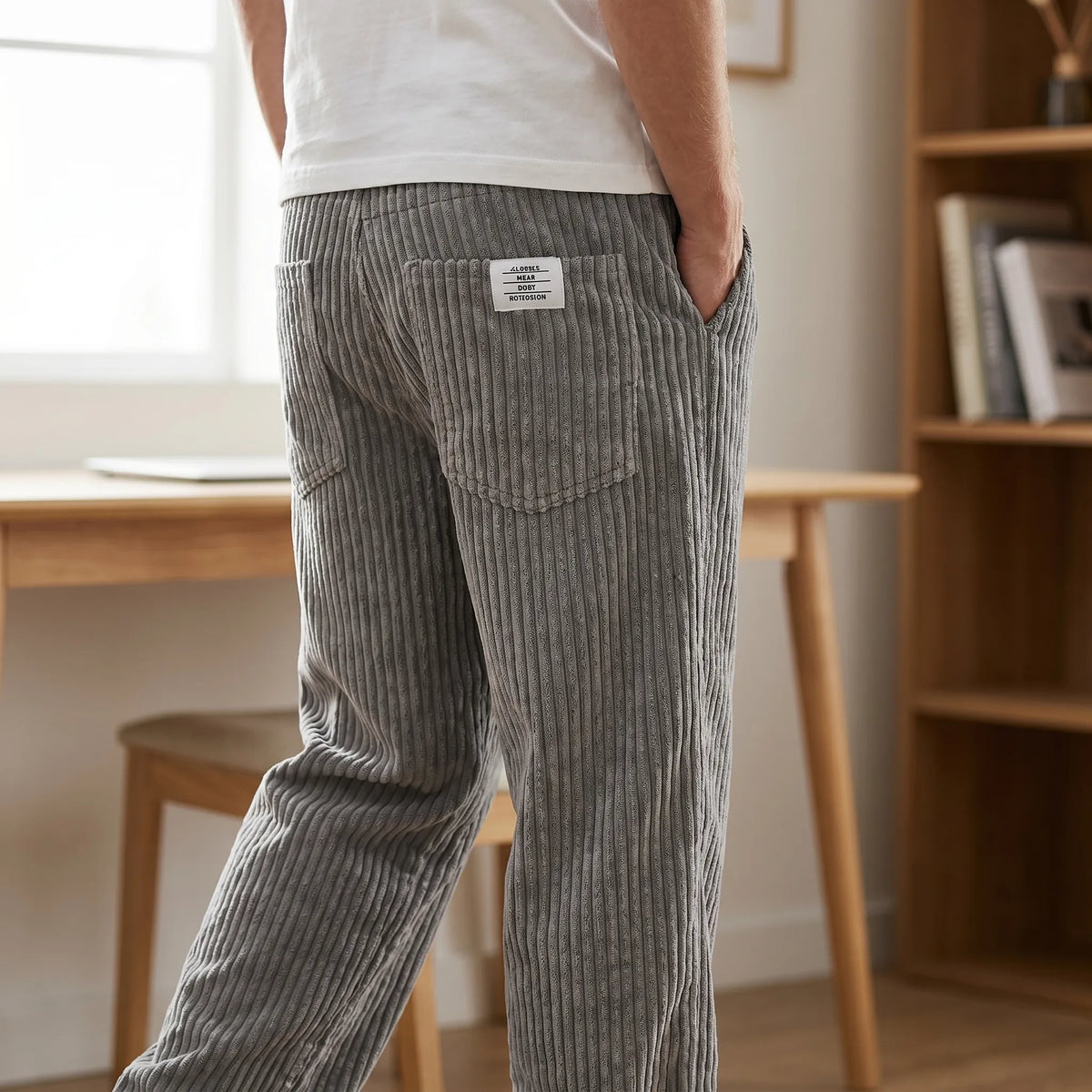 Men's Corduroy Pants with Elastic Waist