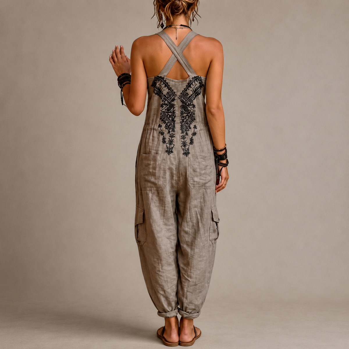 ASTRID EMBROIDERED BOHO JUMPSUIT