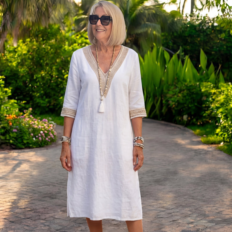 ÉLISA ELEGANT V-NECK DRESS