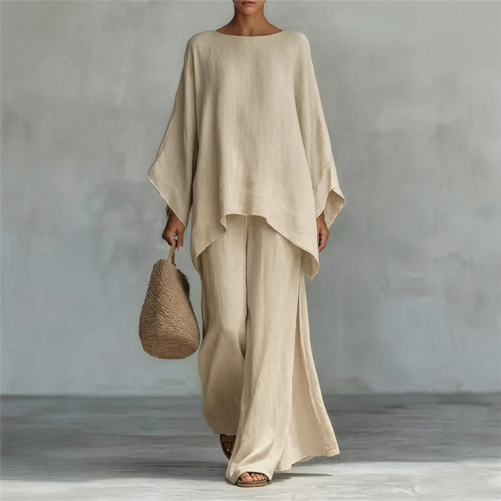 CRISTINA LONG SLEEVE & WIDE-LEG PANTS TWO-PIECE SET