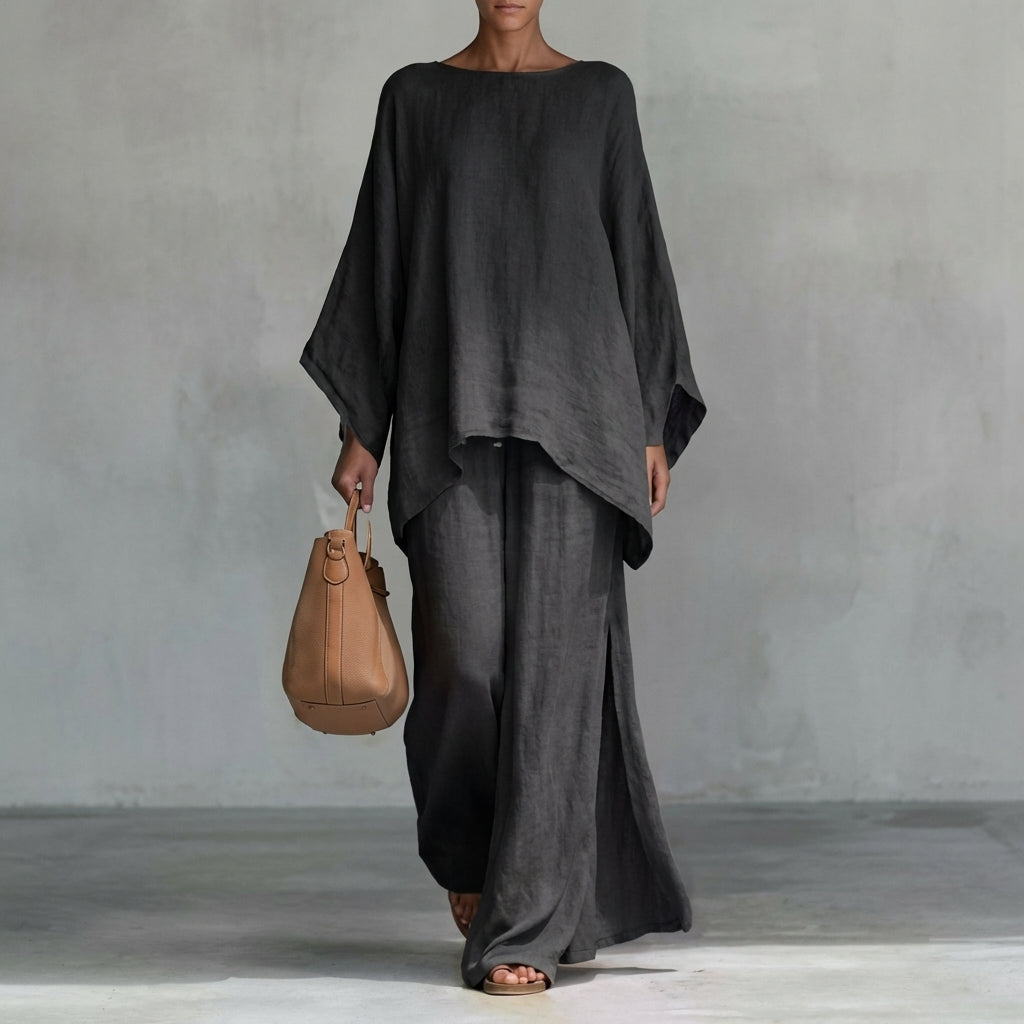 CRISTINA LONG SLEEVE & WIDE-LEG PANTS TWO-PIECE SET