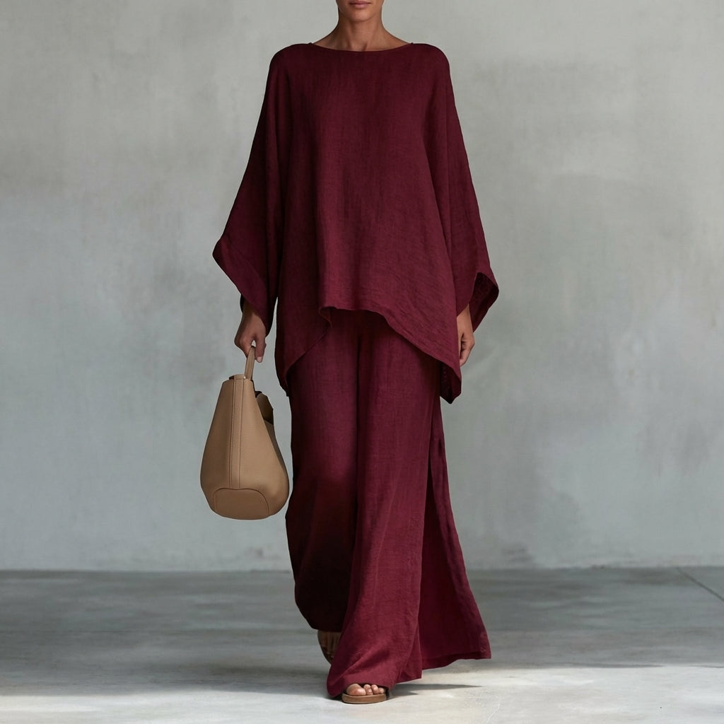 CRISTINA LONG SLEEVE & WIDE-LEG PANTS TWO-PIECE SET