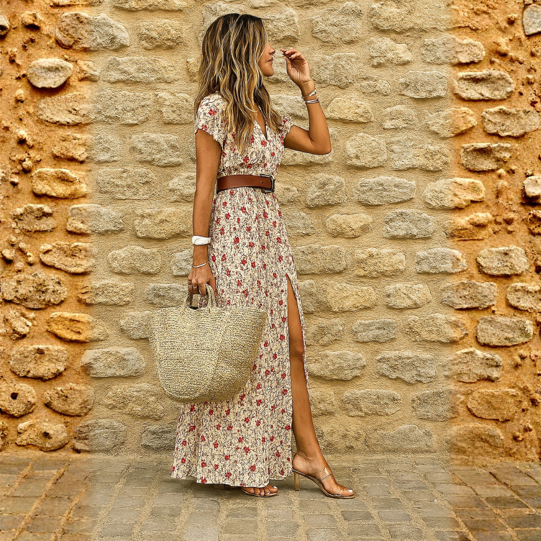 JOSELIN BELTED BOHO MAXI DRESS