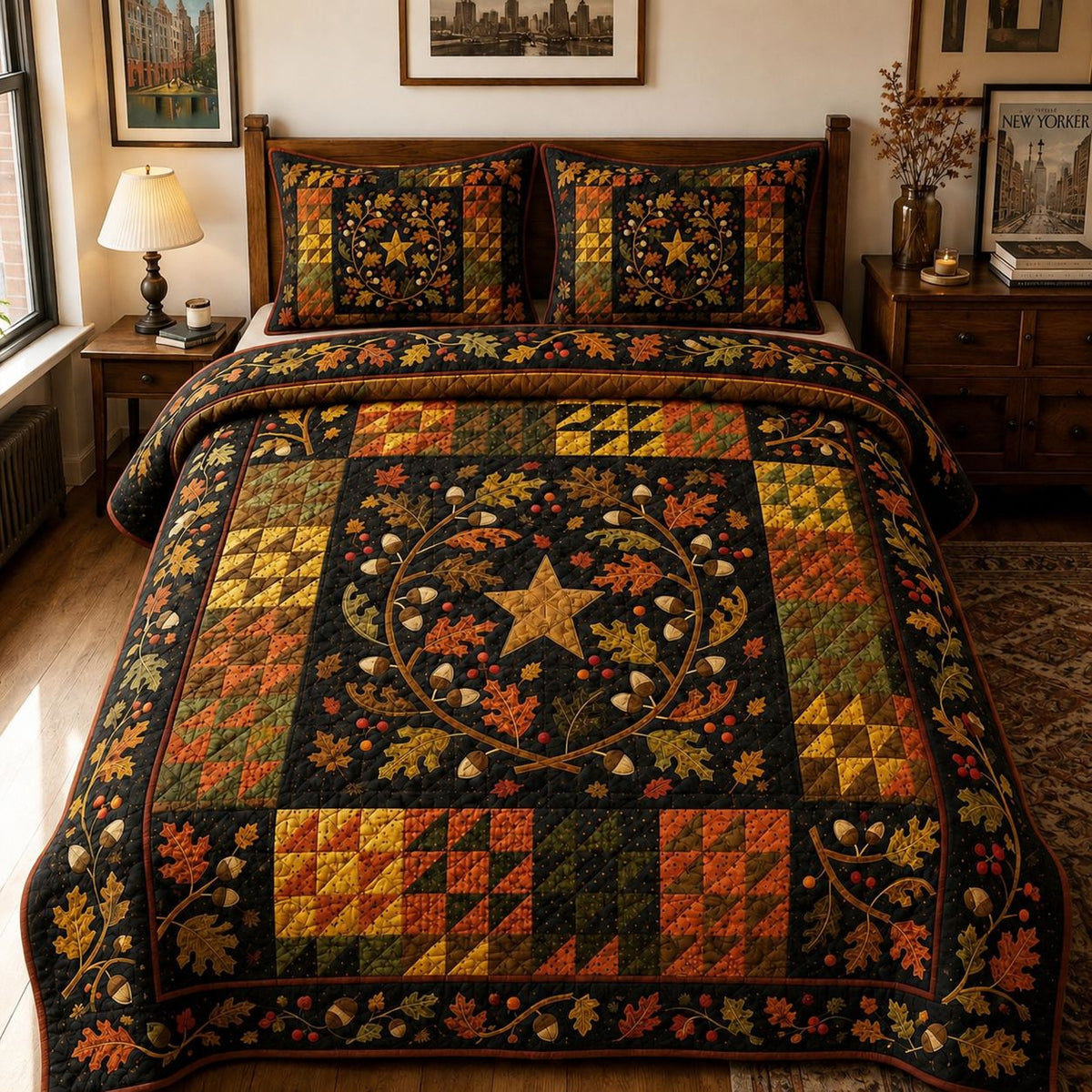 Autumn Harvest Patchwork Quilted Bedding Set TN101