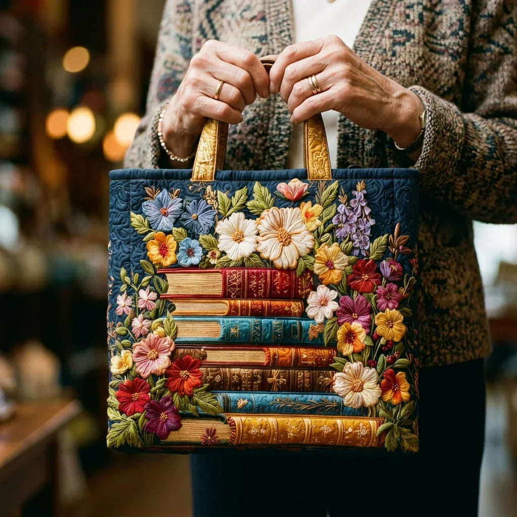 FLORAL & BOOKS TOTE BAG