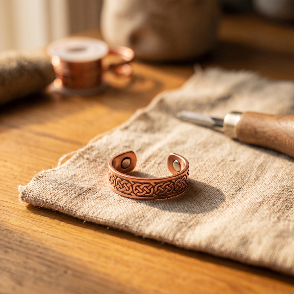 DAINTY HAMMERED COPPER RING
