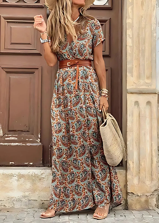 JOSELIN BELTED BOHO MAXI DRESS